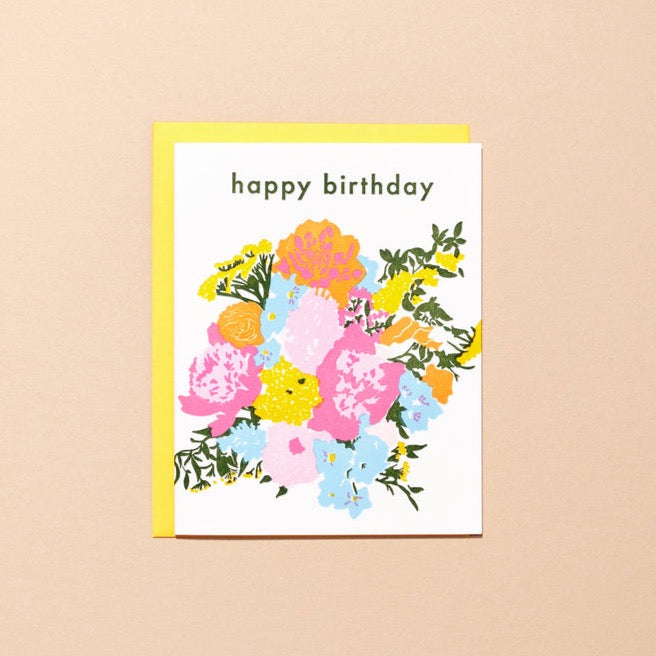 Bunch Of Colorful Flowers, Flower Bouquet With Text Happy Birthday