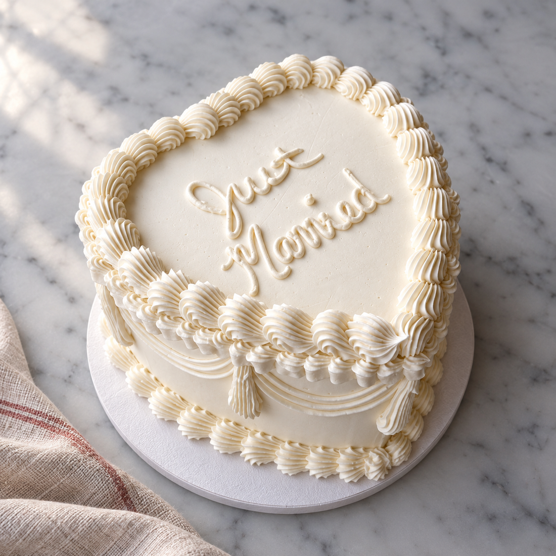 Ornate Vintage Heart Single Tier Cake