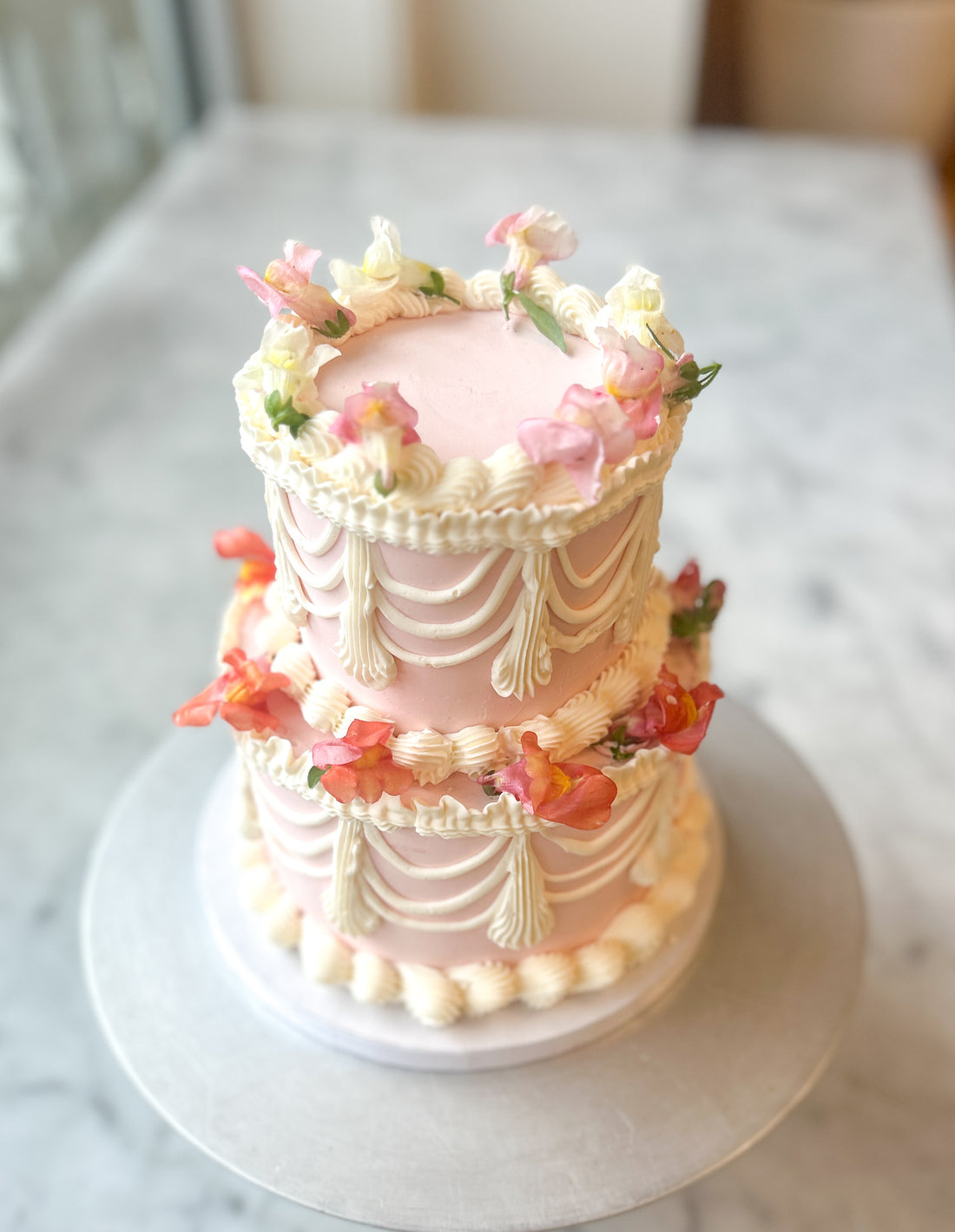 Ornate Vintage Two-Tier Round