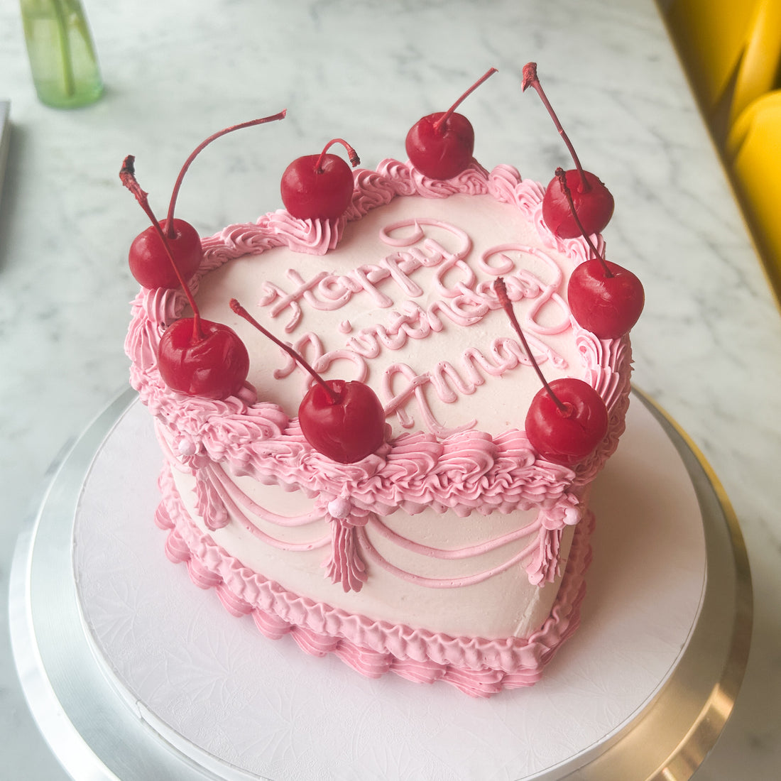 Ornate Vintage Heart Single Tier Cake