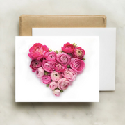 Pink Ranunculus Heart Card