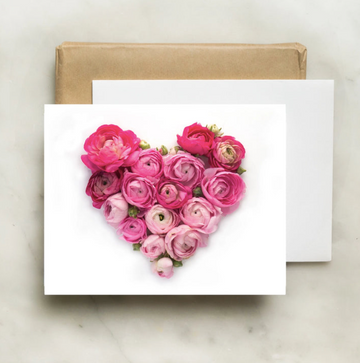 Pink Ranunculus Heart Card